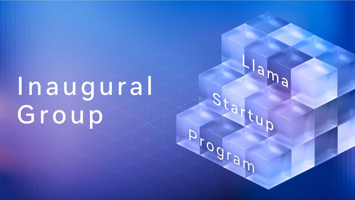 AIatMeta's tweet image. The response to our first-ever Llama Startup Program was astounding, and after reviewing over 1,000 applications we’re thrilled to announce our first group.
This eclectic group of early-stage startups are ready to push the boundaries of what’s possible with Llama and drive…