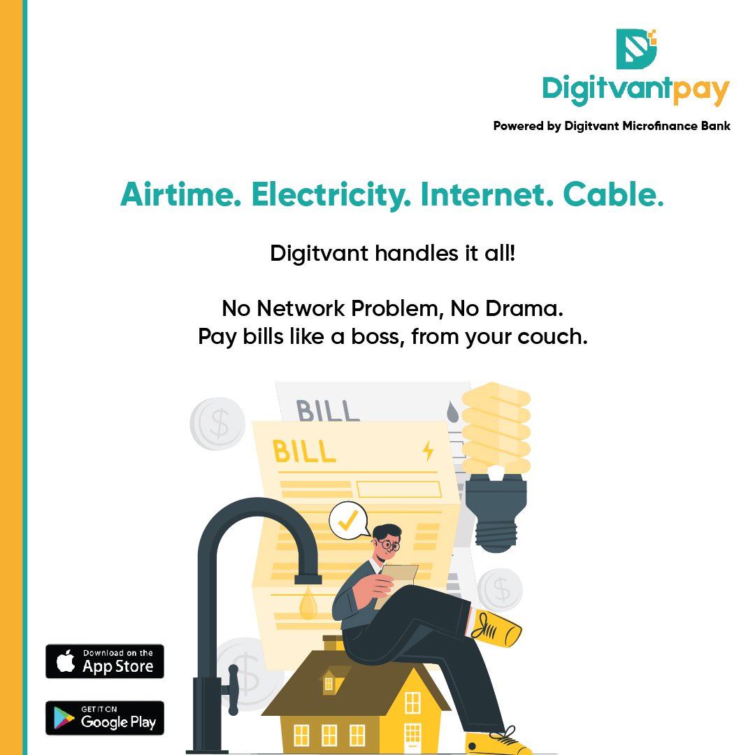 humairehhassan's tweet photo. Pay your utility bills with no stress using the #DigitvantPay @digitvantMFB app. With just a simple tap from your couch, you’re good to go. 

Download app 👇 

Android: https://t.co/DFtOLxHk3k

iOS - https://t.co/VnJGnWWm1q https://t.co/ioB1FCaghN