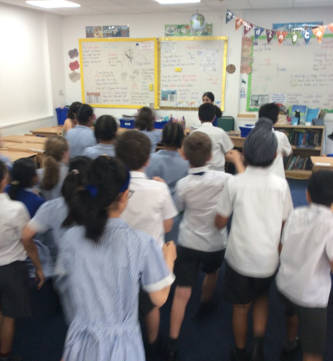 ECFSprimary's tweet image. Y4 had a exciting Globe theatre workshop related to their History learning on Julius Caesar!