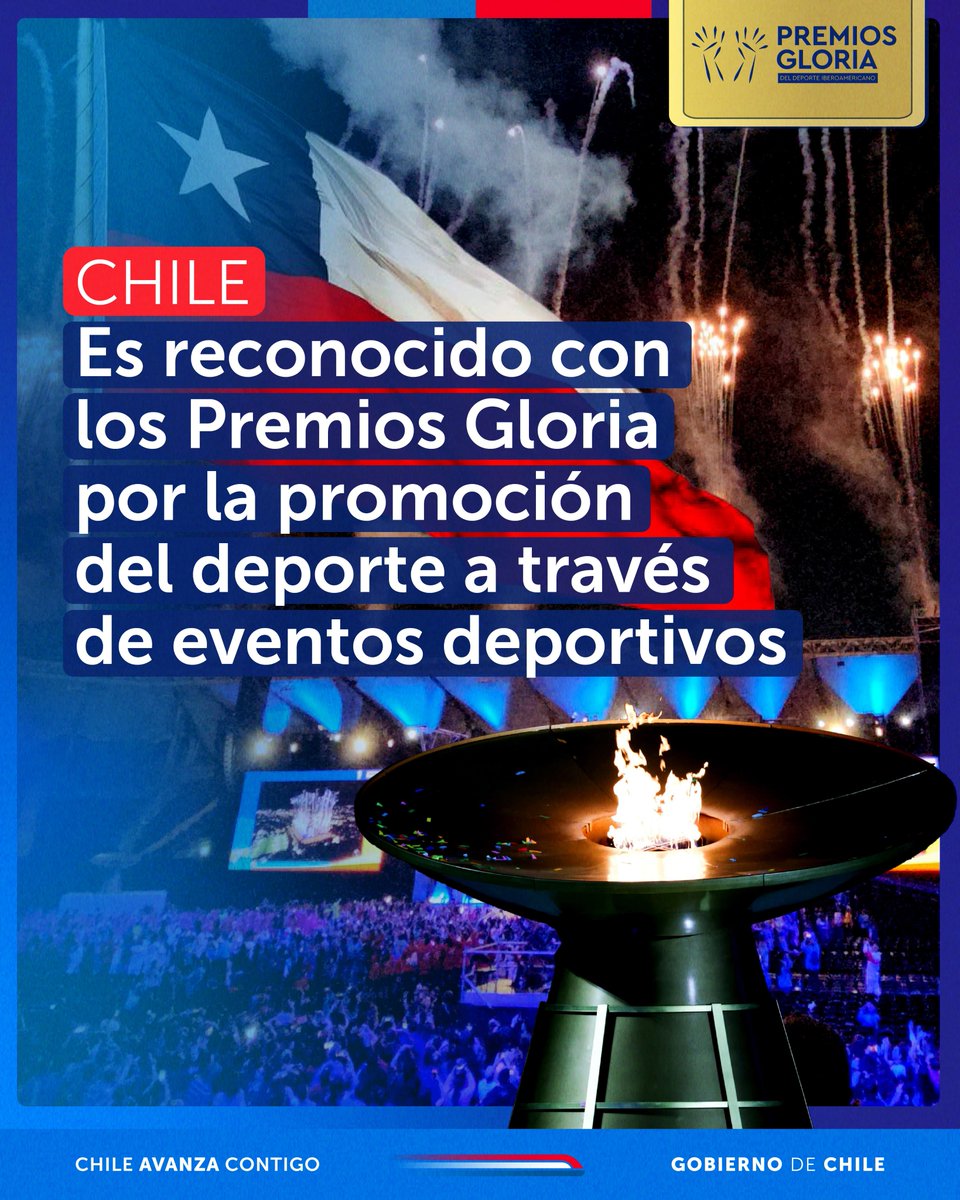 🇨🇱¡CHILE ES RECONOCIDO INTERNACIONALMENTE! 
Nuestro país consiguió un importante logro a nivel mundial, al ser destacado por el trabajo realizado por el Ministerio del Deporte en la organización de grandes eventos deportivos, y que es parte de la promoción de la actividad física.