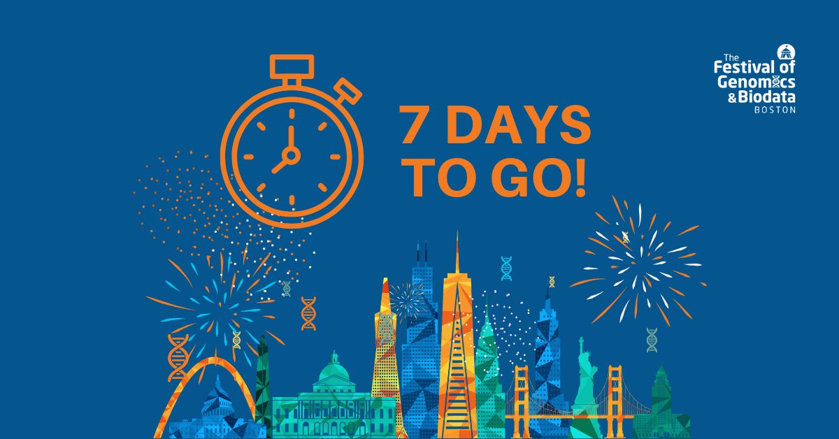 One week to go until The Festival of Genomics &amp; Biodata kicks off in Boston! If you want to immerse yourself in all things #genomics and #biodata, make sure to register for #FOGBoston:hubs.la/Q03rf0KP0