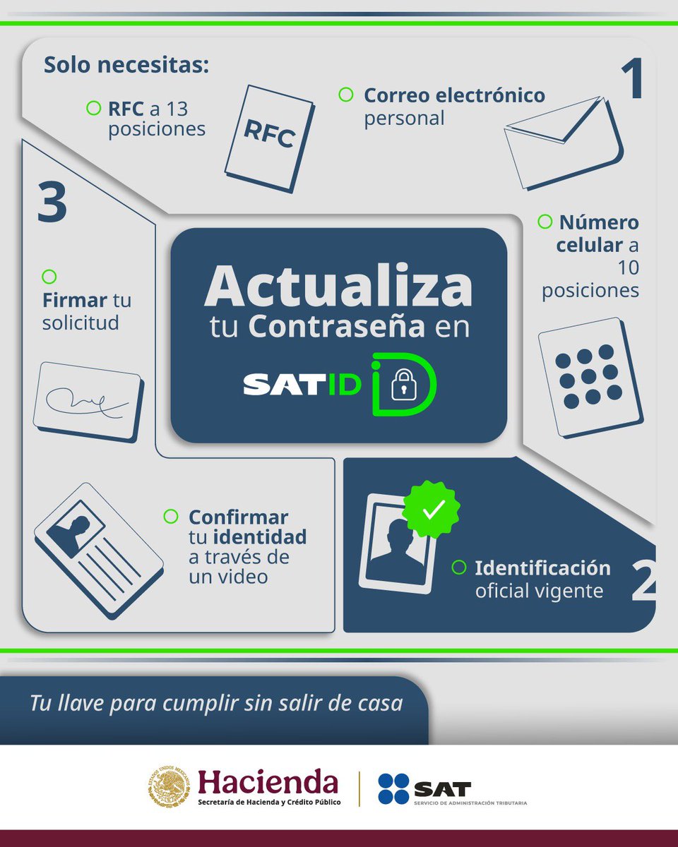 Conoce cómo actualizar tu Contraseña en SAT ID.

Ingresa a satid.sat.gob.mx