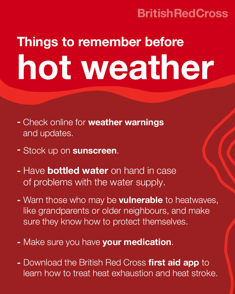 With yellow heat warnings in place across most of England, here are some vital tips to help you enjoy the sunshine safely. ☀️

For full guidance, visit our website: bit.ly/HeatwaveAdvice…