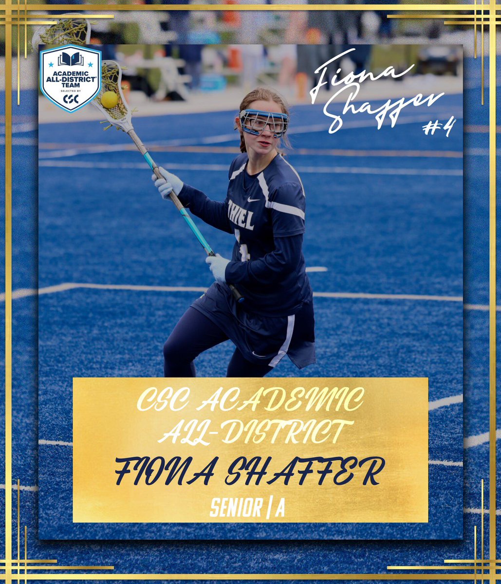 Thiel Athletics (@thielathletics) on Twitter photo 🤼🥍𝘼𝘾𝘼𝘿𝙀𝙈𝙄𝘾 𝘼𝙇𝙇-𝘿𝙄𝙎𝙏𝙍𝙄𝘾𝙏📖
Joey King, Landon Mead, Madison Liggett and Fiona Shaffer have been named CSC Academic All-District!
🔗thielathletics.com/news/2025/6/17…
#TomcatPride | <a href="/PAC_Athletics/">Presidents’ Athletic Conference</a> | <a href="/AcadAllAmerica/">Academic All-America®, selected by CSC</a> | <a href="/CollSportsComm/">College Sports Communicators</a> 🤼🥍𝘼𝘾𝘼𝘿𝙀𝙈𝙄𝘾 𝘼𝙇𝙇-𝘿𝙄𝙎𝙏𝙍𝙄𝘾𝙏📖
Joey King, Landon Mead, Madison Liggett and Fiona Shaffer have been named CSC Academic All-District!
🔗thielathletics.com/news/2025/6/17…
#TomcatPride | <a href="/PAC_Athletics/">Presidents’ Athletic Conference</a> | <a href="/AcadAllAmerica/">Academic All-America®, selected by CSC</a> | <a href="/CollSportsComm/">College Sports Communicators</a>