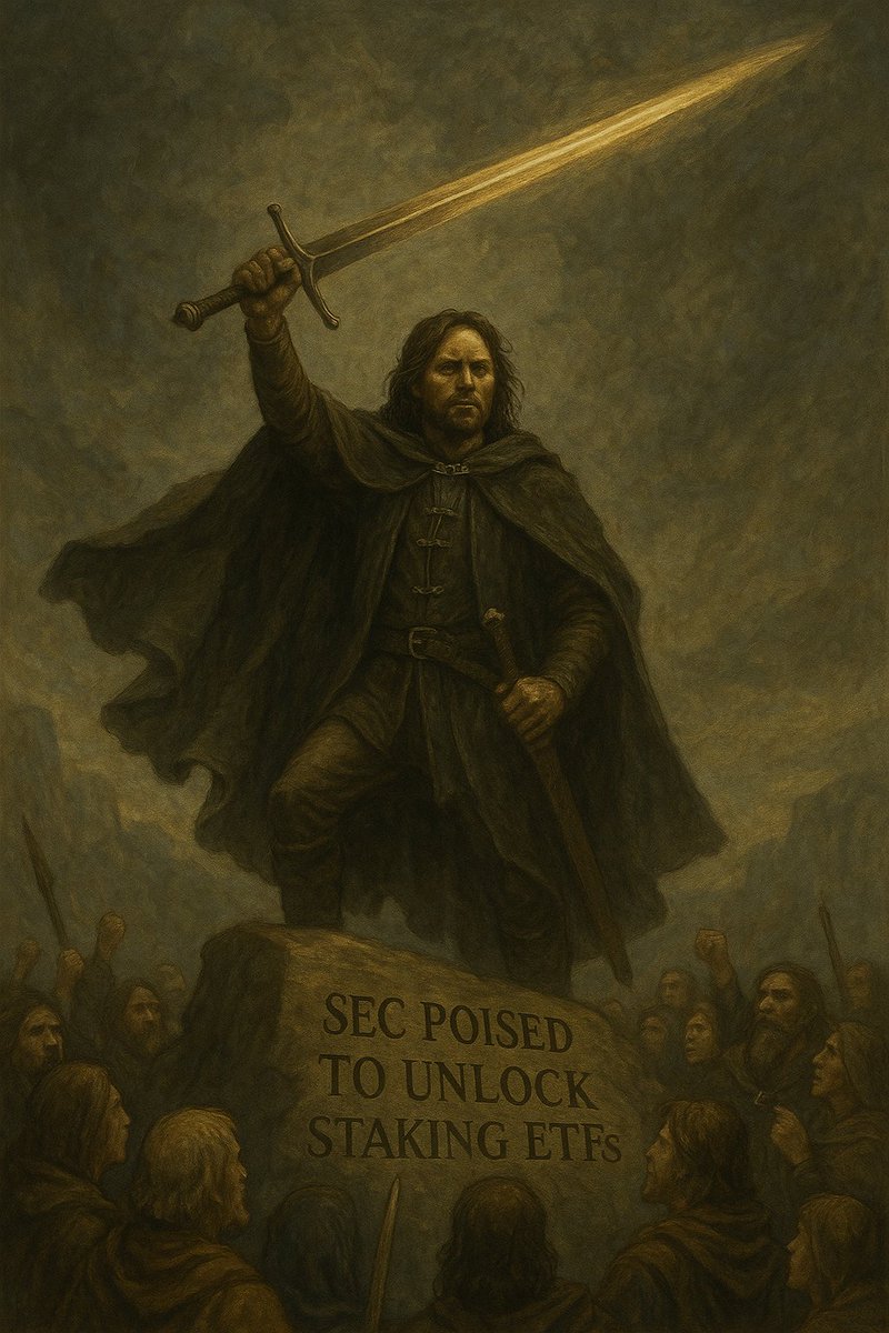 Ben448473515681's tweet photo. ⚔️ BREAKING: The SEC is “very interested” in allowing staking rewards in crypto ETFs — huge news for yield-seeking hobbits & wizards! 🧙♂️💰
Stake Labs is ready to lead the charge.
Follow for updates from the Council of DeFi.
#StakeTheRing #DeFiNews #SEC #YieldQuest https://t.co/9E39UZFcWU