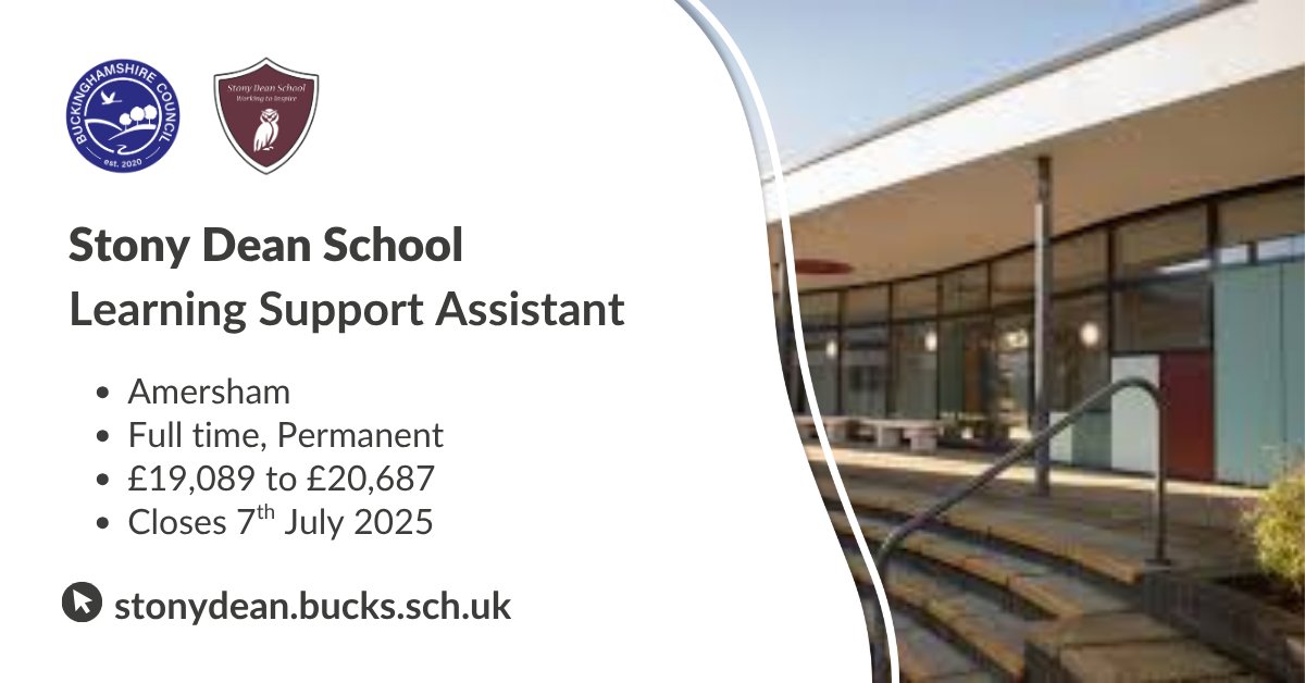teachbucks's tweet image. Stony Dean School are looking for a caring and enthusiastic member of staff to join their friendly team. Find out more here: ow.ly/xbZM50Wa0vl.
#LearningSupportAssistant #JobsinSchools #EducationJobs #Education #Schools #Learning #SupportJobs #TeachLife #TeachBucks