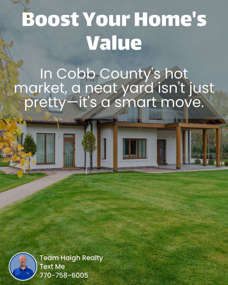 campbellhaigh's tweet image. 🌿Tip Tuesday: Regular yard care isn't just for curb appeal—it's vital for keeping your home's value sky-high in Cobb County's competitive market! With home prices strong, a well-kept yard can set your property apart when it's time to sell. #HomeValueTips