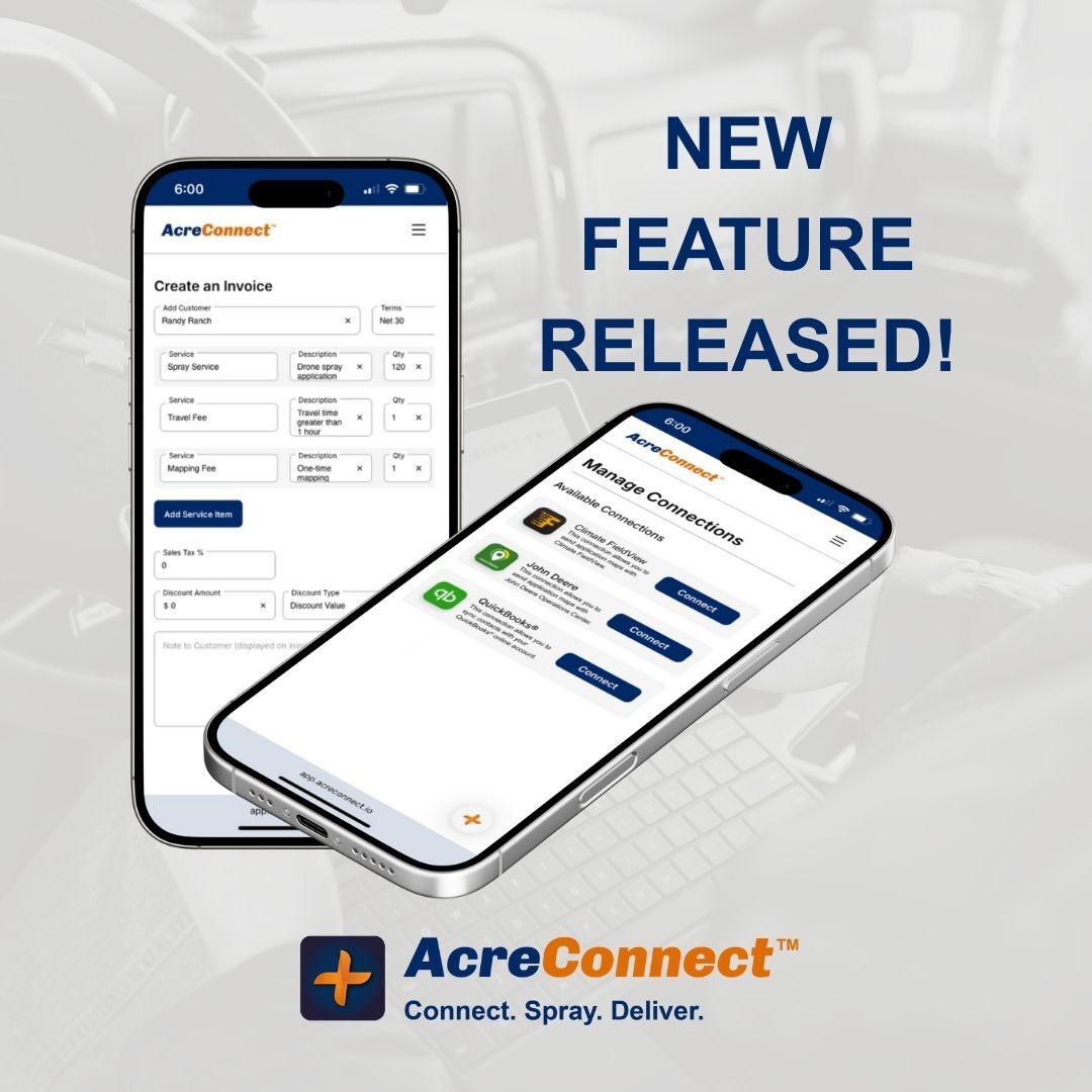 Rantizo (@rantizosprays) on Twitter photo 📣 Our integration with Intuit QuickBooks® Online is HERE! 📣
That's right! Spray drone operators can now create and send invoices from AcreConnect™, using customers, products, and services from their <a href="/QuickBooks/">Intuit QuickBooks</a> Online account.
Read the release: hubs.ly/Q03sm2BJ0 📣 Our integration with Intuit QuickBooks® Online is HERE! 📣
That's right! Spray drone operators can now create and send invoices from AcreConnect™, using customers, products, and services from their <a href="/QuickBooks/">Intuit QuickBooks</a> Online account.
Read the release: hubs.ly/Q03sm2BJ0