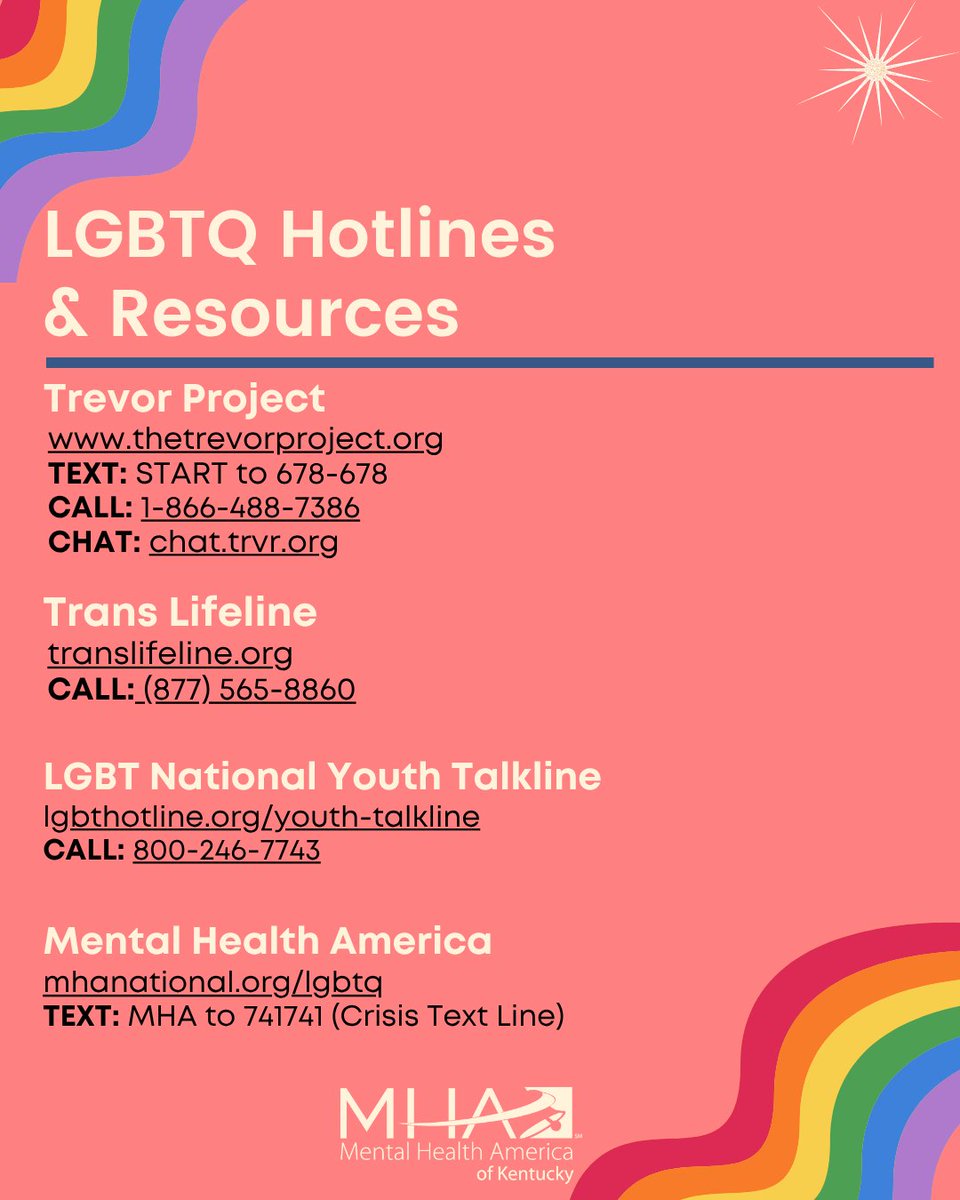 mhakentucky's tweet photo. Being LGBTQ+ isn’t easy in today’s climate, but you’re not alone. Take a free #mentalhealth test at https://t.co/QC4JQBssbK to find out if you’re experiencing symptoms of a mental health condition. 

#PrideMonth https://t.co/UMhp7hDIji