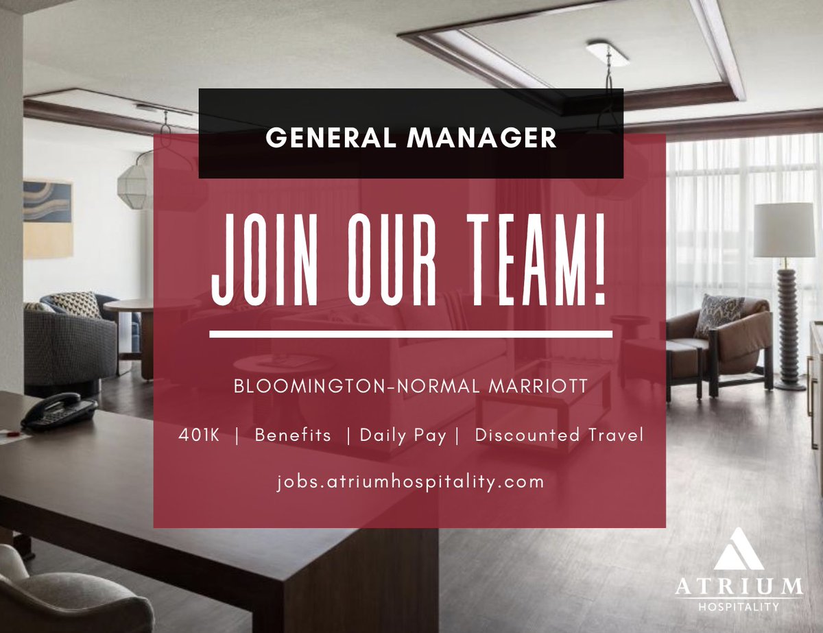 🌟 Join Our Team! We're looking for an exceptional leader to take the reins as General Manager at the newly renovated Bloomington-Normal Marriott.
#HospitalityCareers #GeneralManager #MarriottCareers #LeadershipOpportunity #BloomingNormalMarriott #JoinOurTeam