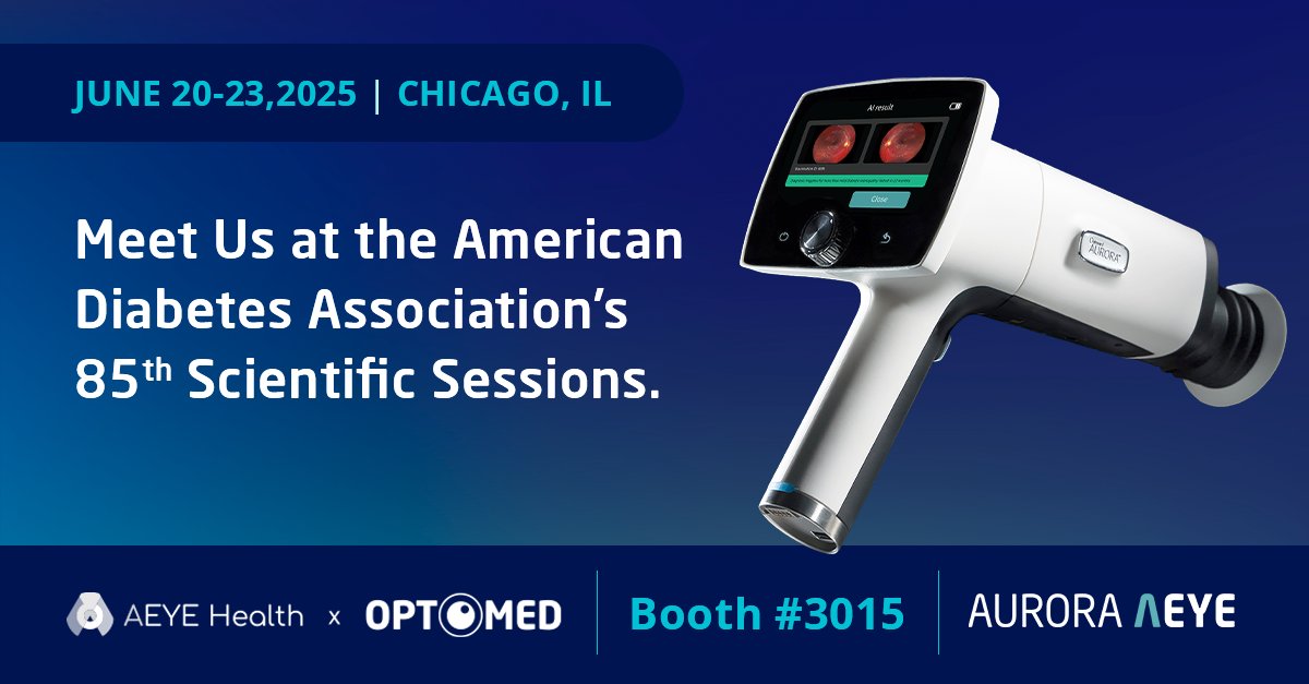 We’re heading to #ADA2025! Excited to co-exhibit Aurora AEYE with our partner <a href="/AeyeHealth/">AEYE Health</a>.

Stop by Booth 3015 to see how point-of-care retinal screening is helping close care gaps—fast, accurate, and no dilation needed.

Try it yourself: hubs.li/Q03ssz510