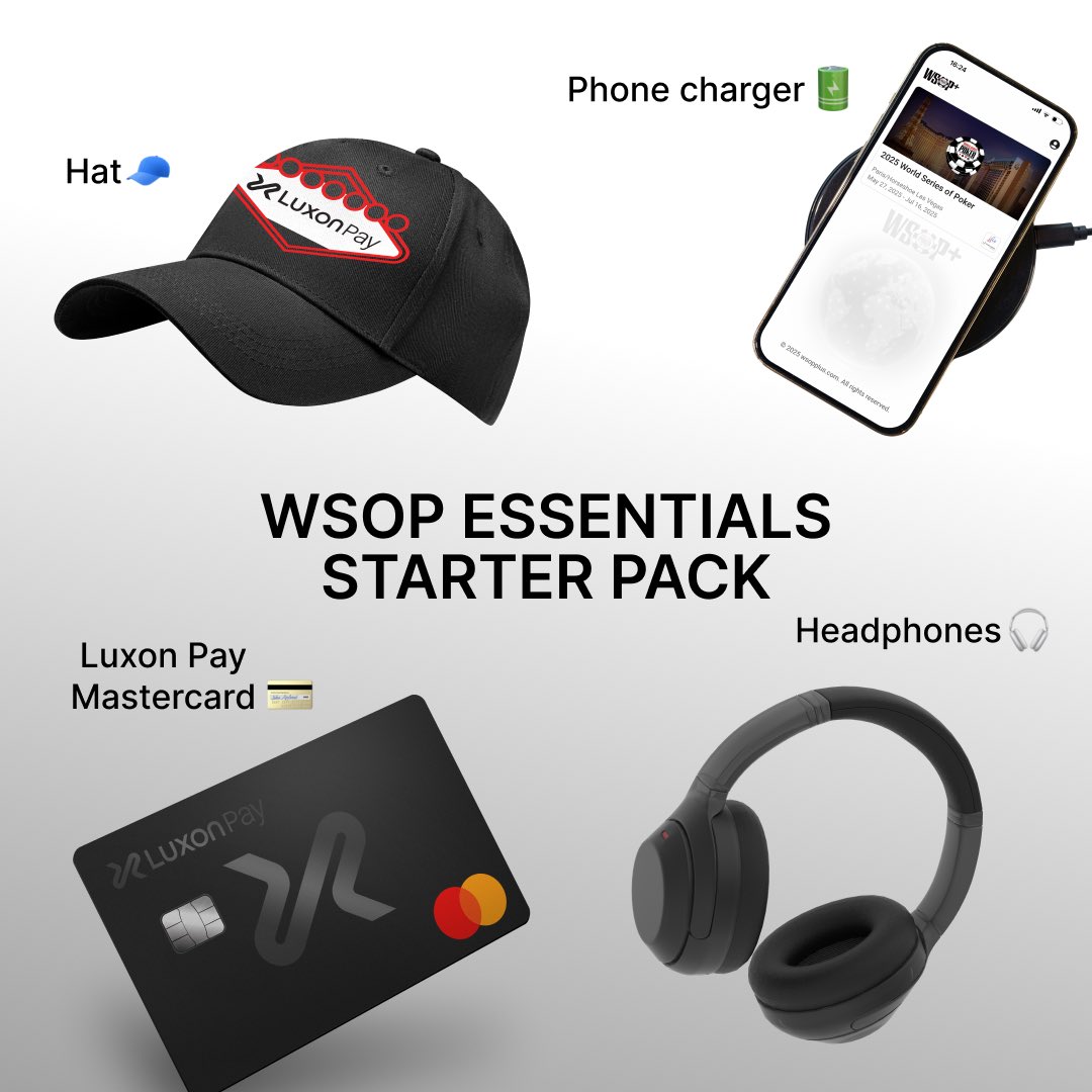 luxonpay's tweet image. Locked in for @WSOP with the real essentials 🎧💳🧢
⠀
#wsop #wsop2025 #poker #pokertournament
