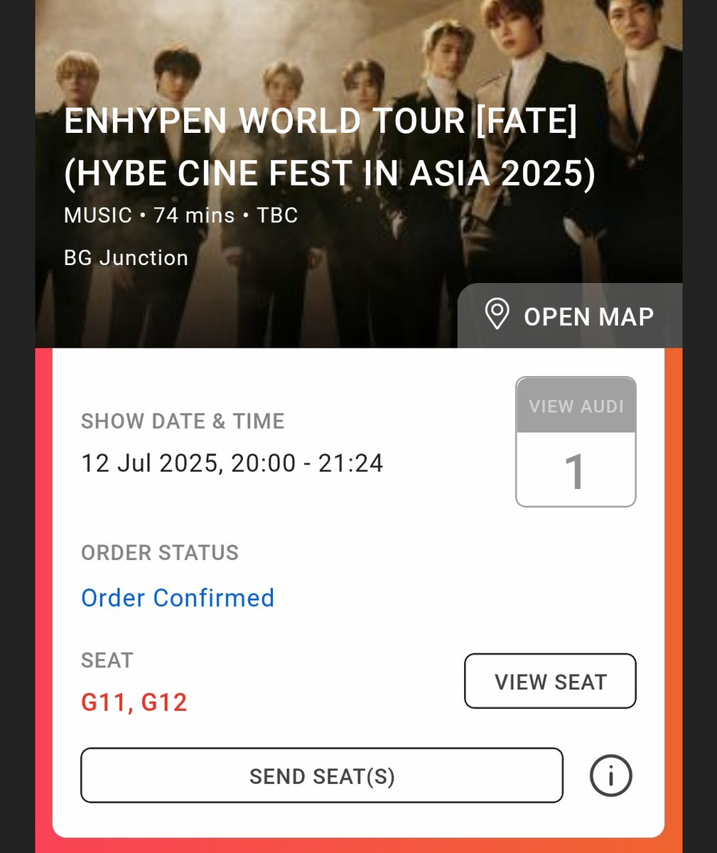 adoresungsun's tweet photo. wto wts enhypen fate hybe cine fest BG Junction untuk 12 juli jam 20.00

ready 2 tiket ✅
seat G11, G12
100k tapi negotiable ✅

alasan jual mau pindah lokasi

.t wts enhypen ticket fate in asia hybe cinema festival BG Junction surabaya engene https://t.co/Dm1Kk11KKP