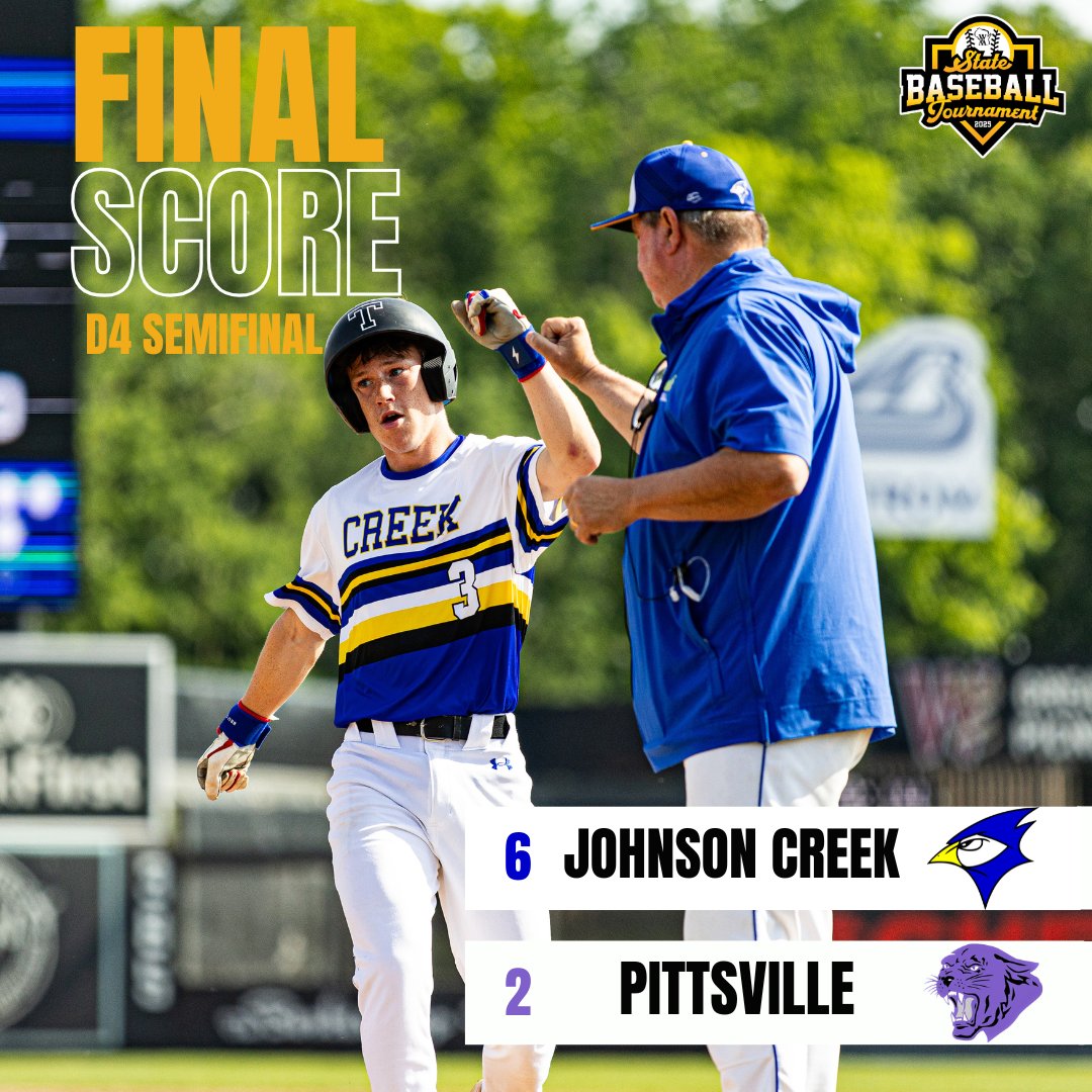 Johnson Creek is heading to the State Championship after a 6-2 victory over Pittsville😤⚾️ #wiaabase