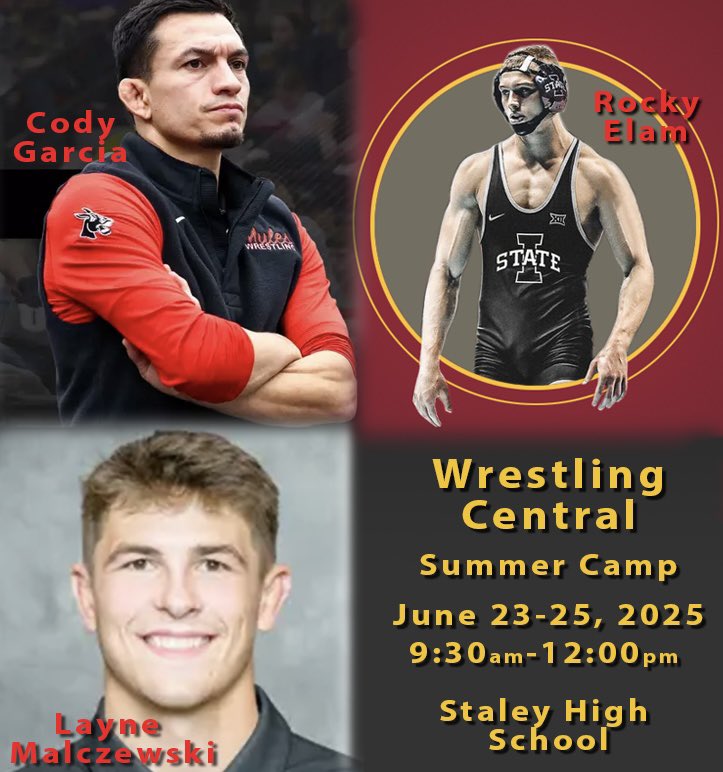 Elisha Bears (@elishabears) on Twitter photo Staley Wrestling Parents:
Staley Wrestling Team Camp K-12
-Monday- Wednesday June 23rd-25th, 9:30am-12:00noon.
Rocky Elam, Cody Garcia and Layne Malczewski.
$40 fee can be paid on My Paymemts Plus.
<a href="/StaleyWrestling/">Staley Wrestling</a> <a href="/SHSFalcons/">Staley High School</a> <a href="/missouriwrestle/">Missouri Wrestling</a> <a href="/UCMwrestling/">Mules Wrestling</a> <a href="/NKCSchools/">NKC Schools</a> Staley Wrestling Parents:
Staley Wrestling Team Camp K-12
-Monday- Wednesday June 23rd-25th, 9:30am-12:00noon.
Rocky Elam, Cody Garcia and Layne Malczewski.
$40 fee can be paid on My Paymemts Plus.
<a href="/StaleyWrestling/">Staley Wrestling</a> <a href="/SHSFalcons/">Staley High School</a> <a href="/missouriwrestle/">Missouri Wrestling</a> <a href="/UCMwrestling/">Mules Wrestling</a> <a href="/NKCSchools/">NKC Schools</a>