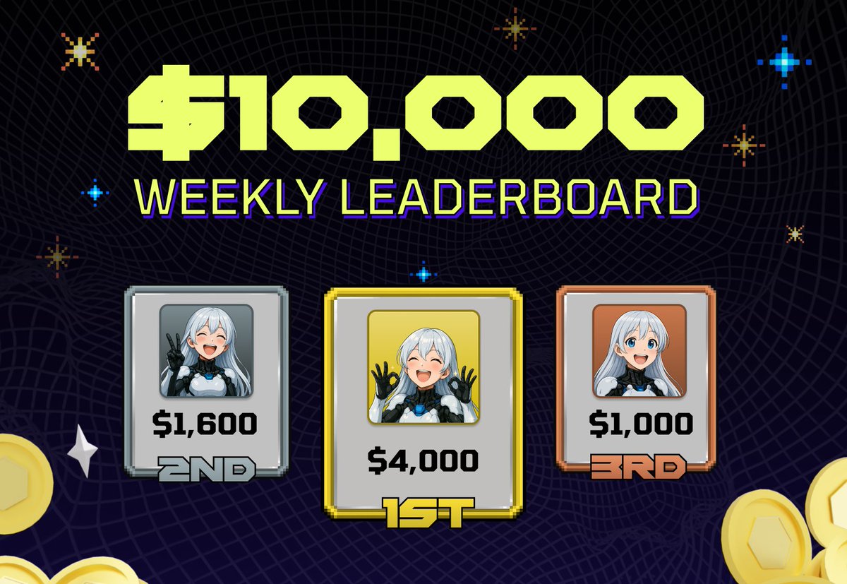 IT'S LIVE: THE $10,000 WEEKLY LEADERBOARD

Every week, the most active players get rewarded.

- 1st: $4,000
- 2nd: $1,600
- 3rd: $1,000
- The rest is split among the Top 50 players

Prizes drop weekly as Gacha credits.

Climb the ranks. Win big: gacha.game