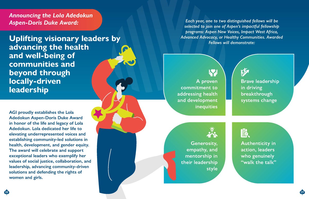 aspeninnovators's tweet image. Lola's leadership transformed AGI—and the lives of thousands of leaders around the world. We carry her legacy forward through the Lola Adedokun Aspen–Doris Duke Award, honoring leaders who lead with authenticity, courage, and care.
Donate today to support: as.pn/award