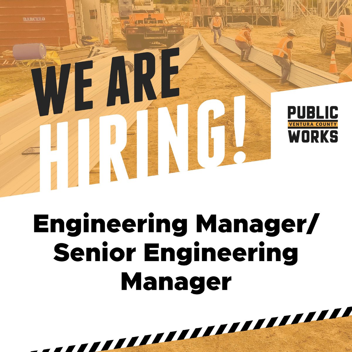 ✨We're Hiring!✨

Do you or someone you know have the experience we are looking for? If so, we want to hear from you!

🔗 Click on the link to apply: governmentjobs.com/careers/ventur…

For more information about VCPWA, click here: publicworks.venturacounty.gov
 #CareerOpportunities #JoinOurTeam