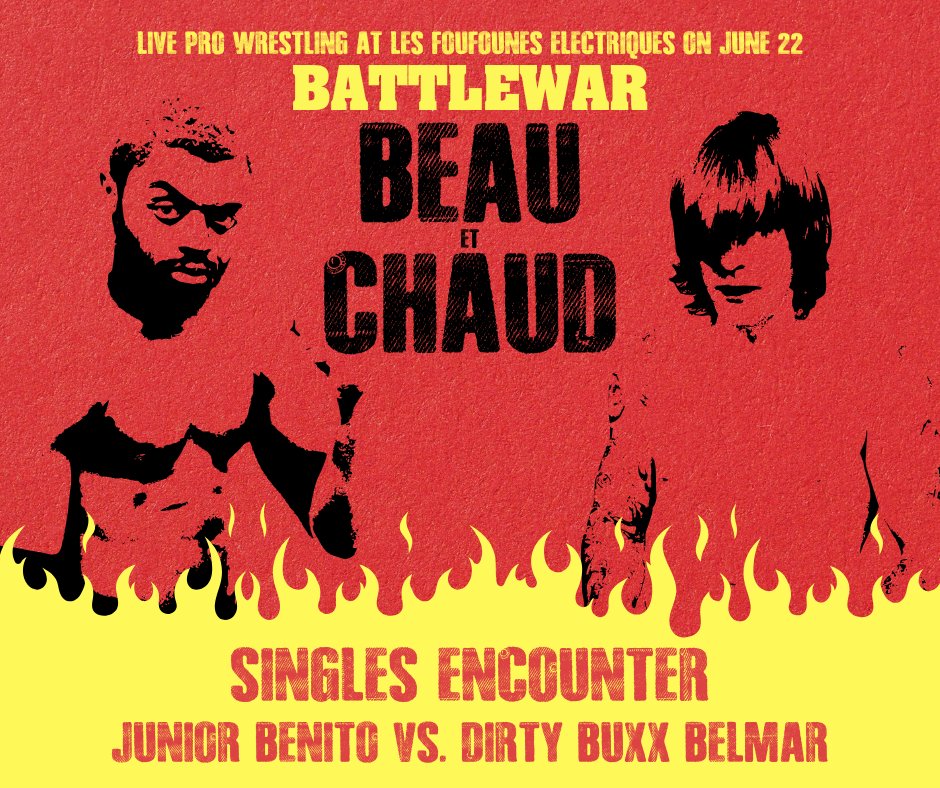 TheBATTLEWAR's tweet image. After an extended absence, Dirty Buxx Belmar will make his return to in-ring action on Sunday at @LesFoufs when he faces @JuniorBenit0.
Something tells us that Michel Plante will be keeping an eye on this match.