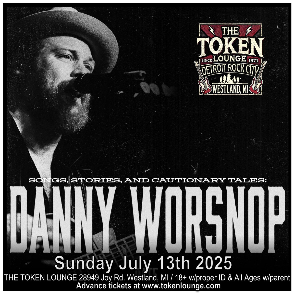 Detroit: <a href="/dannyworsnop/">Danny Worsnop</a> July 13th <a href="/TheTokenLounge/">The Token Lounge</a>