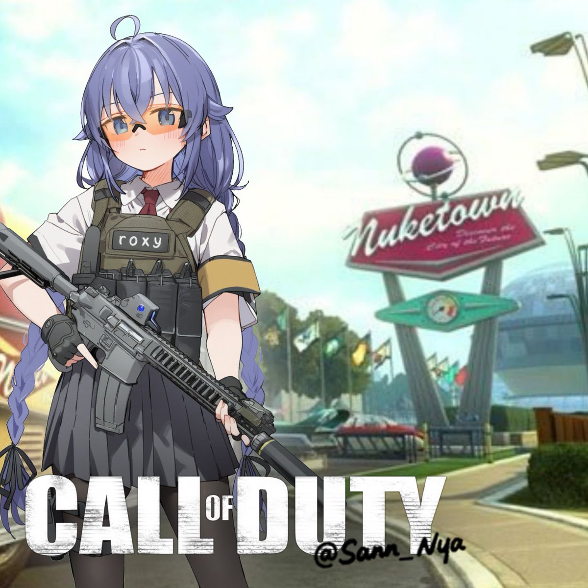 Otaku66DK's tweet photo. Military Roxy 
Generated by: @Sann_Nya 
Roxy is ready for a round of COD in Nuketown 😎 https://t.co/OkHBhPxwRY