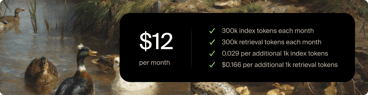 We scaled our pricing so you can scale your product.

Introducing: Launch Tier @ $12/month

It’s straightforward, affordable, and includes ample tokens so you can build, ship, and scale without worrying about cost or infra.

👉 Check it out here: dub.sh/pccLO1j