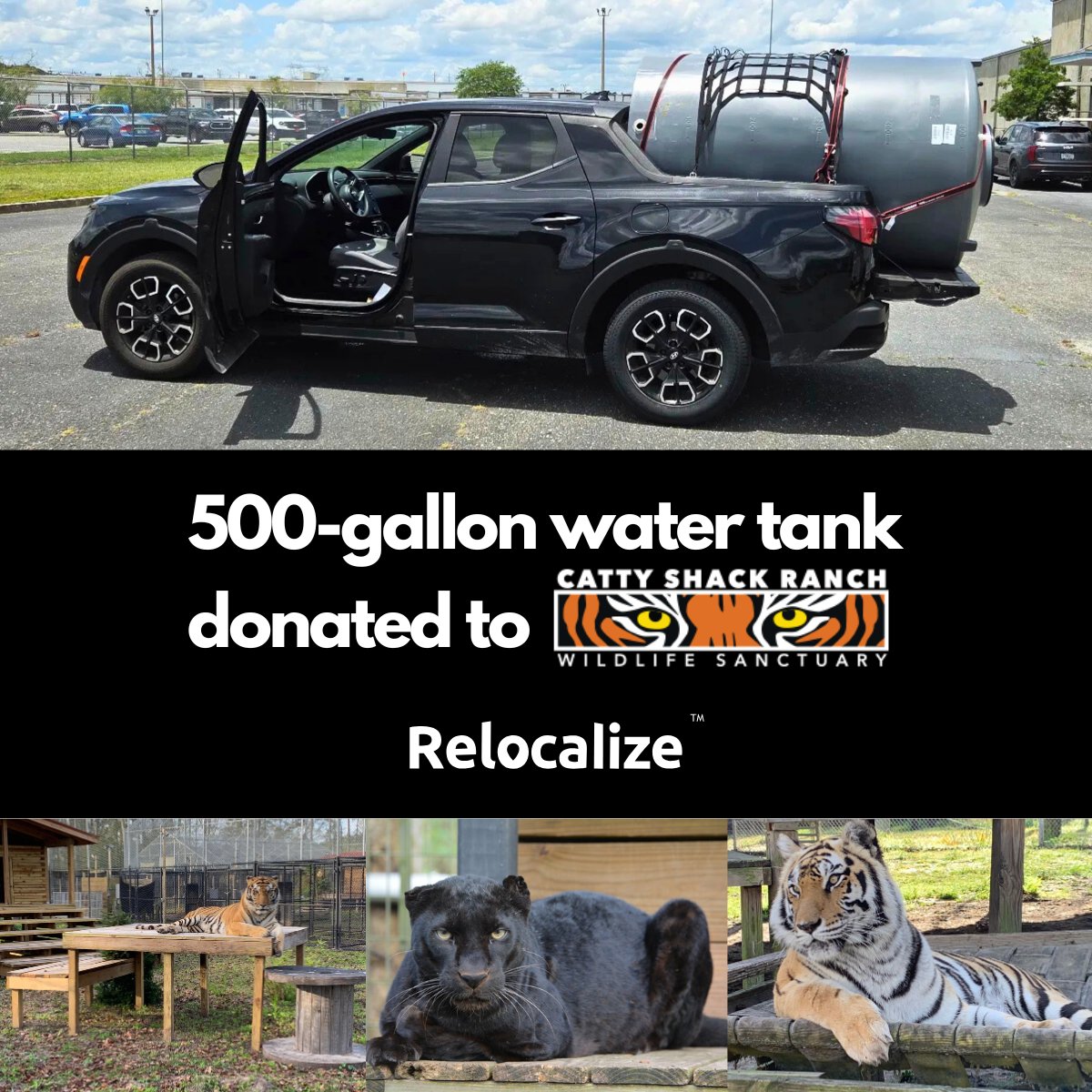 Instead of letting a good water tank go to waste, our Jacksonville team donated it to @CattyShackRanch 🐯—a sanctuary for big cats rescued from neglect &amp; abuse. The 500-gal tank will ensure clean water access during outages. #CommunityImpact