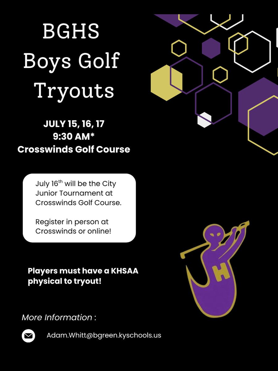 PurplesGolf's tweet image. Tryout info for Purples Golf!