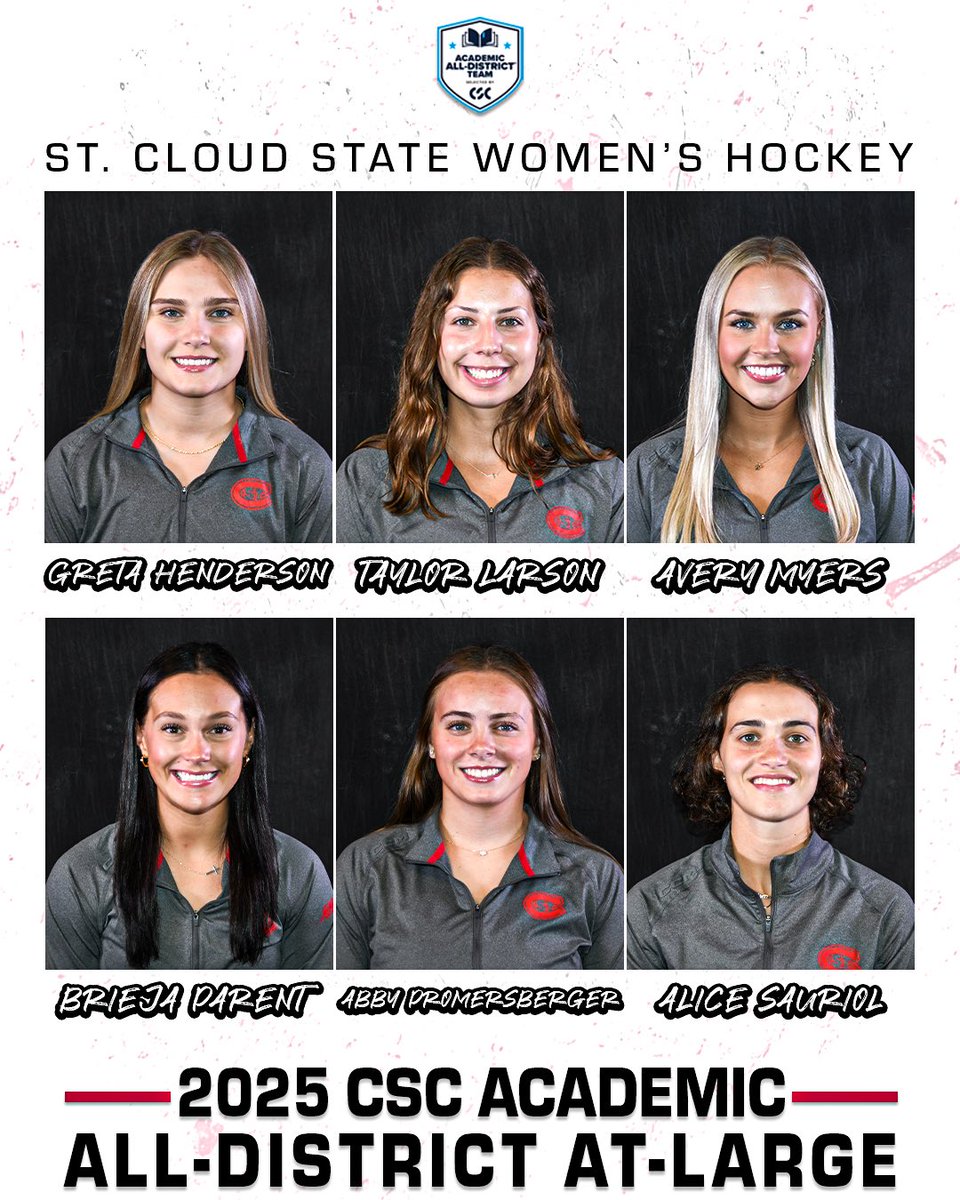 📚 CSC Academic All-District® 📚

<a href="/GretaHe07480019/">Greta Henderson</a>, <a href="/Taylor_Larson8/">Taylor Larson</a>, <a href="/avery_myerss/">Avery Myers</a>, <a href="/briehockey/">Brieja Parent</a>, <a href="/abbypromer/">Abby Promersberger</a> and Alice Sauriol were named to the <a href="/CollSportsComm/">College Sports Communicators</a> Academic All-District® Team for their success in the classroom and on the ice 📚🏒

#HuskyHockey 🏒 | #GoHuskies 🐾