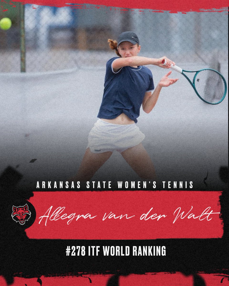 AStateTennis's tweet image. Adding a top 300 player in the world to our squad! Welcome to the A-State family, Allegra!
🔴 Potchefstroom, South Africa
🔴 Career-high ITF ranking of 278
🔴 Six ITF Titles
#WolvesUp