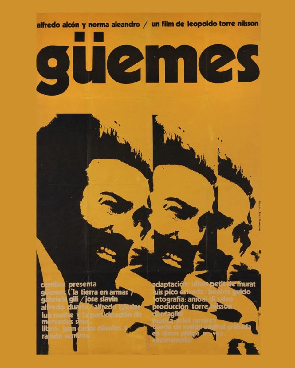 En 1971 se estrena GUEMES, LA TIERRA EN ARMAS película de Leopoldo Torre Nilsson protagonizada por Alfredo Alcón y Norma Aleandro.
Diseño gráfico del afiche: González Ruiz/ Shakespear
instagram.com/p/DLASVWrsxie/…