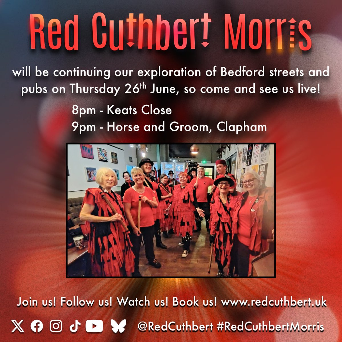 We well be continuing our exploration of Bedford streets and pubs on Thursday 26th June, so come and see us live!
8pm - Keats Close
9pm - Horse &amp; Groom, Clapham