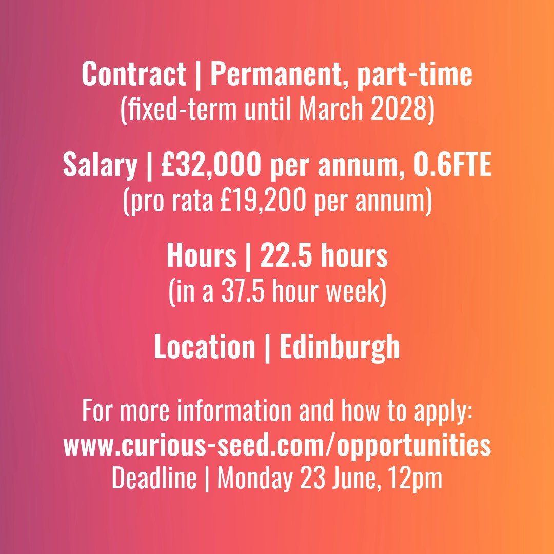 🌟 Be United Opportunity Spotlight 🌟

Curious Seed are looking for a dynamic and experienced dance practitioner who is passionate about cross-artform work with a people-centred approach to community building.

Find out more and apply: curious-seed.com/opportunities