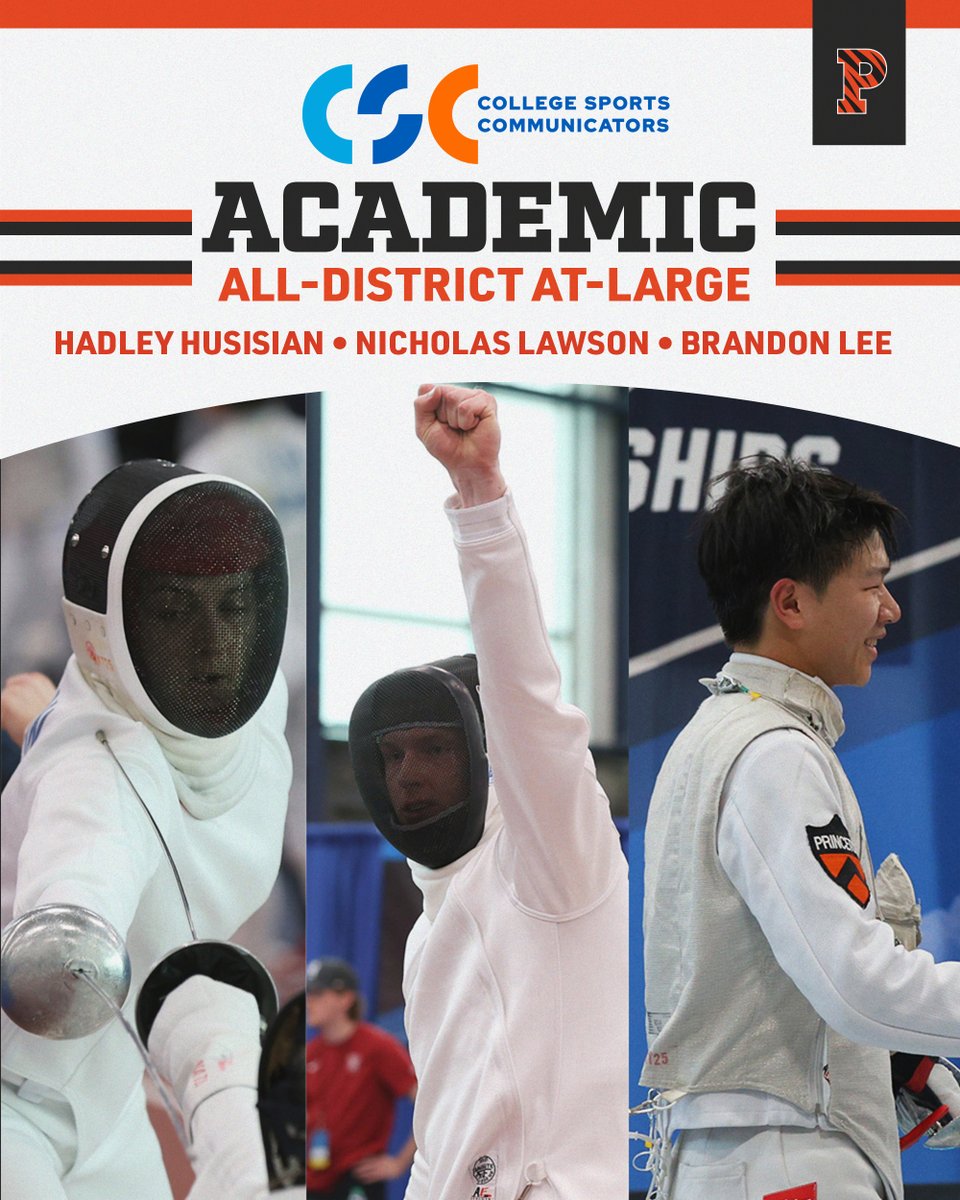 3⃣ Tiger fencers among our <a href="/CollSportsComm/">College Sports Communicators</a> Academic At-Large honorees!

Congrats Hadley Husisian, Nicholas Lawson &amp; Brandon Lee!

📰: tinyurl.com/23z5khxg