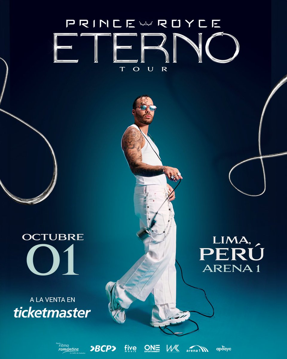 ¡El ídolo global de la bachata llega a Lima! 🎤

PRINCE ROYCE presenta su Eterno Tour: un viaje musical con todos sus grandes éxitos. 🤩

🗓️01 de octubre – Arena 1
🎫 Entradas en <a href="/TicketmasterPE/">Ticketmaster Perú</a> 
💳 Preventa exclusiva BCP: del 20 al 22 de junio o hasta agotar stock