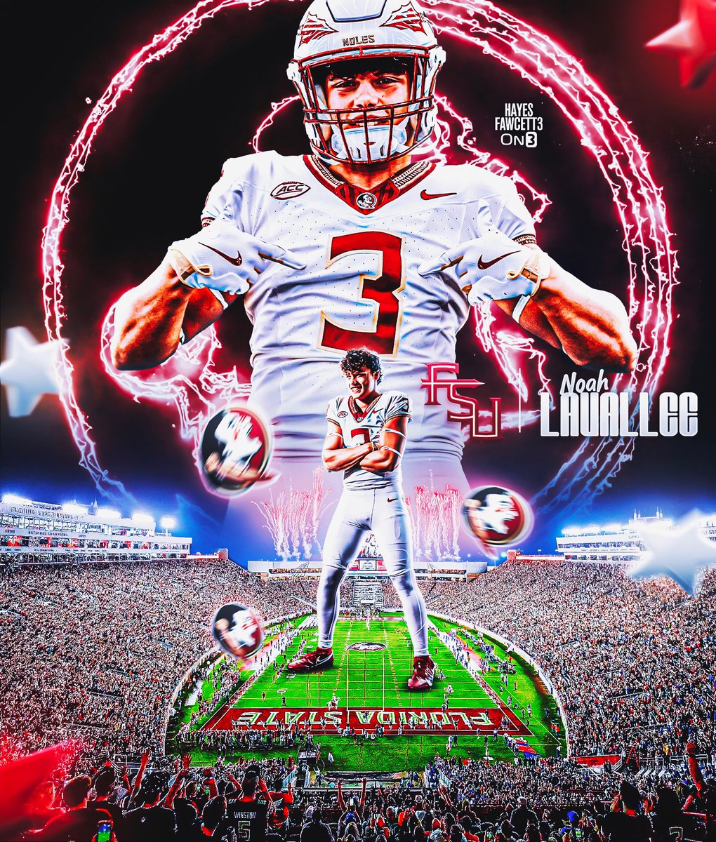 Hayesfawcett3's tweet photo. BREAKING: Class of 2026 LB Noah LaVallee has Committed to Florida State, he tells me for @on3recruits

The 6’2 220 LB from Marietta, GA chose the Seminoles over Ole Miss

“LaVallee legacy in Tallahassee! 100% commited 🍢”

https://t.co/aZyKXxAAko https://t.co/yJOEoV5LHi