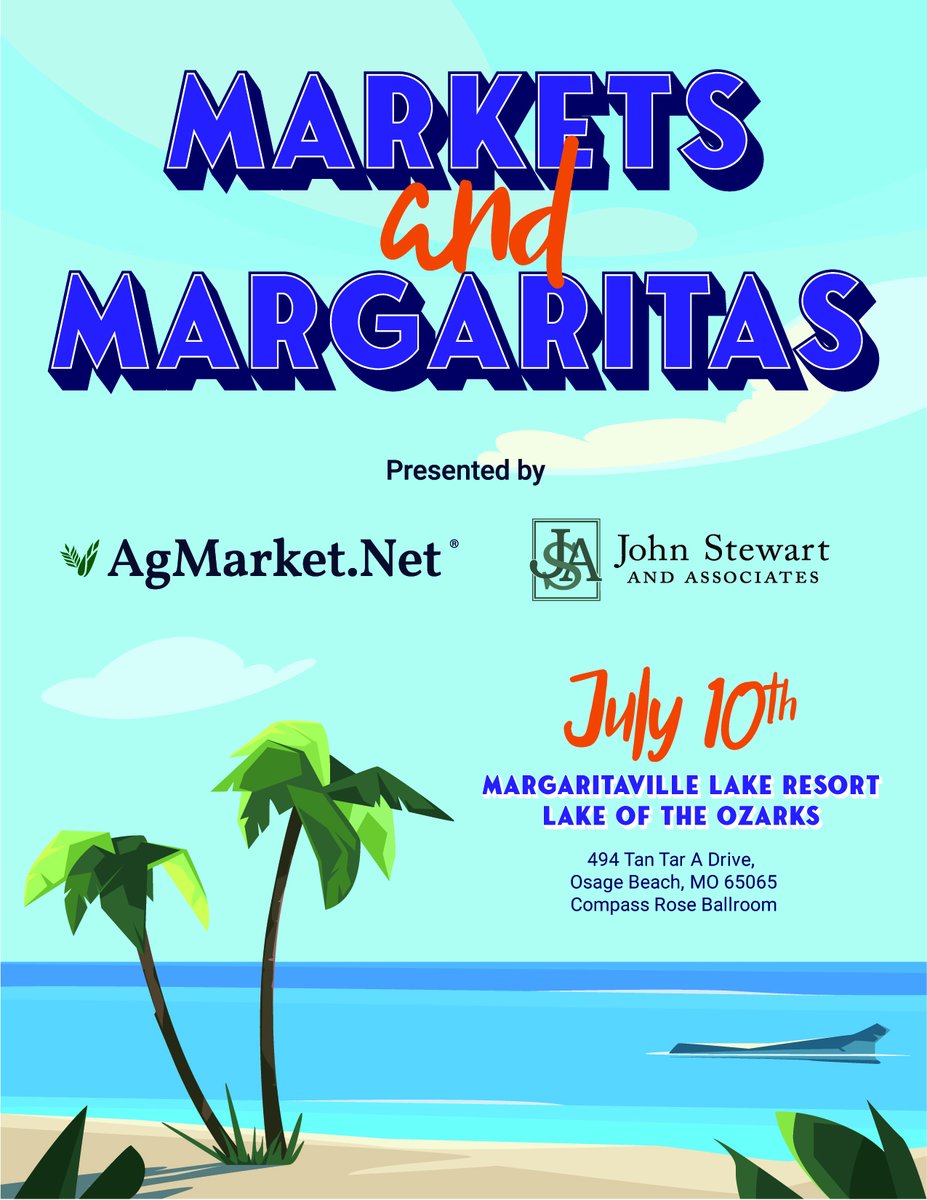 AgMarket.Net® (@agmarket_net) on Twitter photo ☀️🌊OZARKS OASIS
🔎Join <a href="/AgMarket_Net/">AgMarket.Net®</a> & <a href="/john_stewart76/">John Stewart & Associates</a> for our complimentary and casual evening meeting near the banks of the Lake of the Ozarks.
📈🍹Markets and Margaritas
📅July 10, 2025
⏲️6:30 p.m.
🗣️Presenters: Matt Bennett + Brian Burke
🔗Must RSVP: hubs.li/Q03srd6G0 ☀️🌊OZARKS OASIS
🔎Join <a href="/AgMarket_Net/">AgMarket.Net®</a> & <a href="/john_stewart76/">John Stewart & Associates</a> for our complimentary and casual evening meeting near the banks of the Lake of the Ozarks.
📈🍹Markets and Margaritas
📅July 10, 2025
⏲️6:30 p.m.
🗣️Presenters: Matt Bennett + Brian Burke
🔗Must RSVP: hubs.li/Q03srd6G0
