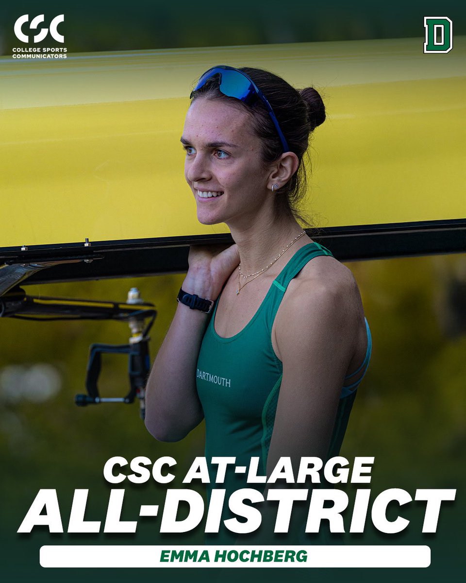 DartmouthWRow's tweet image. Congratulations to Emma Hochberg, who has been named an Academic All-District honoree, as announced today by @CollSportsComm!
📰 | dartsports.co/445Tqhs
#GoBigGreen | #TheWoods🌲