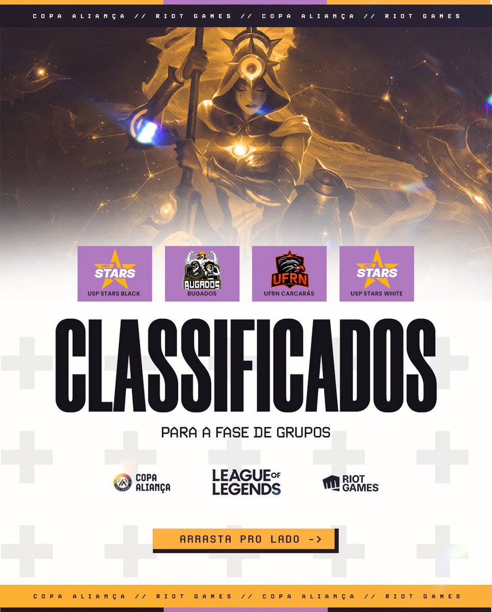 A CLASSIFICATÓRIA 3 de League of Legends rolou neste final de semana! 🔥

Confiram as 4 equipes que avançaram na #CopaAliança 2025:
➡ USP STARS Black (<a href="/starsusp/">USP Stars</a>)
➡ UFS BUGADOS
➡ URFN Carcarás (<a href="/Ufrncarcaraslol/">UFRN Carcarás Campeão JUBS 2021</a>)
➡ USP STARS White (<a href="/starsusp/">USP Stars</a>)