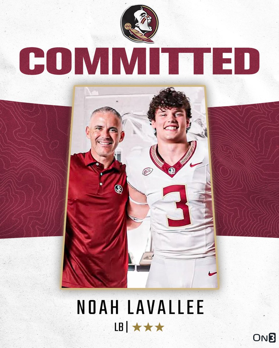 On3 Recruits (@on3recruits) on Twitter photo 🚨BREAKING🚨 LB Noah LaValle has committed to Florida State, <a href="/Hayesfawcett3/">Hayes Fawcett</a> reports🍢
More from <a href="/ChadSimmons_/">ChadSimmons</a>: on3.com/news/peach-sta… 🚨BREAKING🚨 LB Noah LaValle has committed to Florida State, <a href="/Hayesfawcett3/">Hayes Fawcett</a> reports🍢
More from <a href="/ChadSimmons_/">ChadSimmons</a>: on3.com/news/peach-sta…