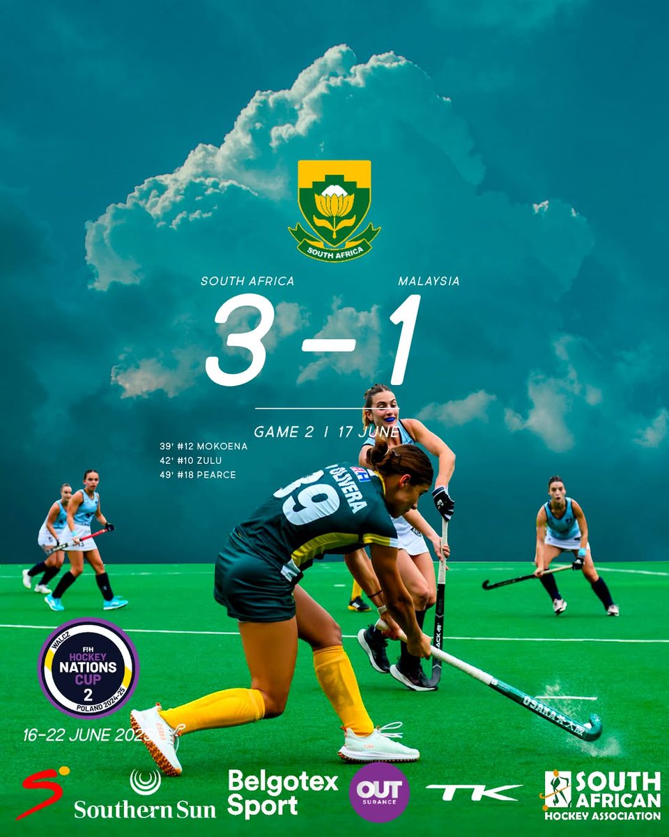 ⒻⒾⒽ ⓃⒶⓉⒾⓄⓃⓈ ⒸⓊⓅ ②

A sublime second half performance from the SA Womens Hockey Team saw them run out 3-1 winners after trailing to Malaysia 1-0 at Half-Time. 

#MoreThanHockey