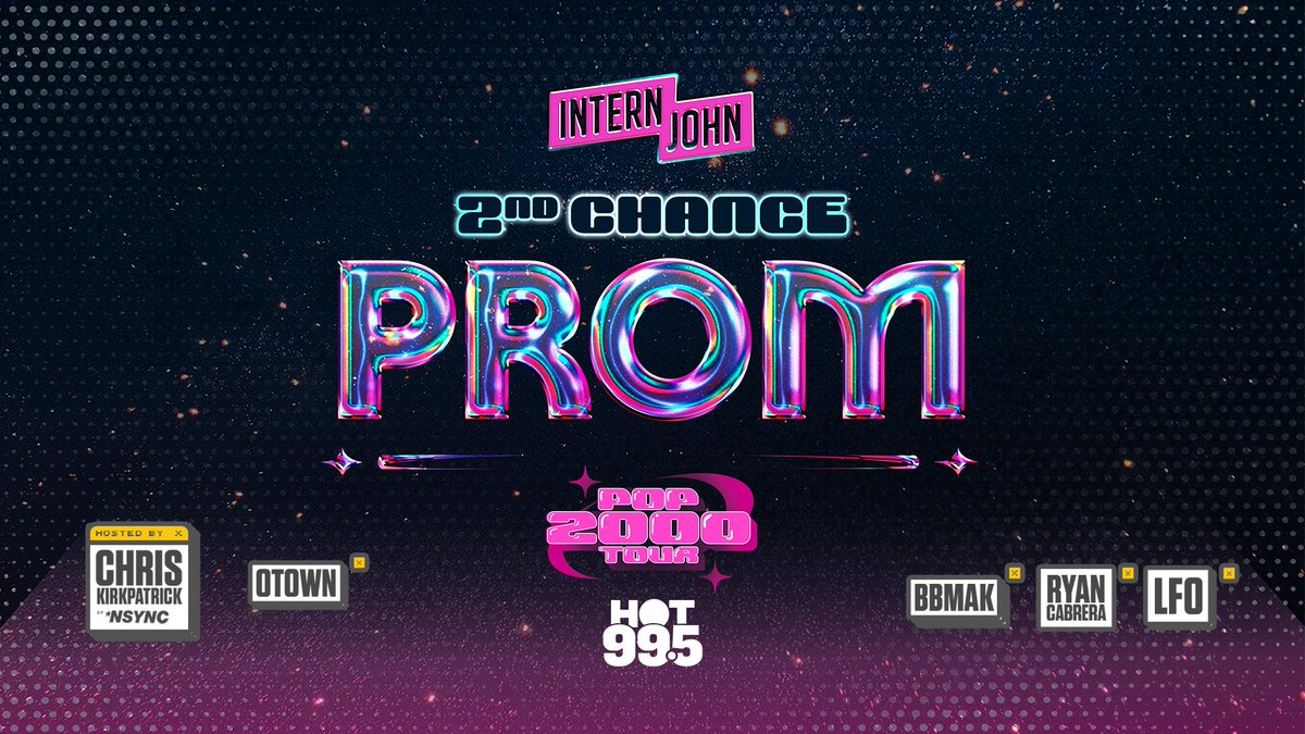 HOT 99.5 (@hot995) on Twitter photo One week to go until Intern John's Second Chance Prom: POP 2000 TOUR, featuring Chris Kirkpatrick of *NSYNC, O-Town, BBMAK, Ryan Cabrera & LFO!!! Tickets are still available at: ticketmaster.com/event/15006275โฆ
<a href="/InternJohnRadio/">Intern John</a> <a href="/FillmoreSS/">The Fillmore Silver Spring</a> One week to go until Intern John's Second Chance Prom: POP 2000 TOUR, featuring Chris Kirkpatrick of *NSYNC, O-Town, BBMAK, Ryan Cabrera & LFO!!! Tickets are still available at: ticketmaster.com/event/15006275โฆ
<a href="/InternJohnRadio/">Intern John</a> <a href="/FillmoreSS/">The Fillmore Silver Spring</a>