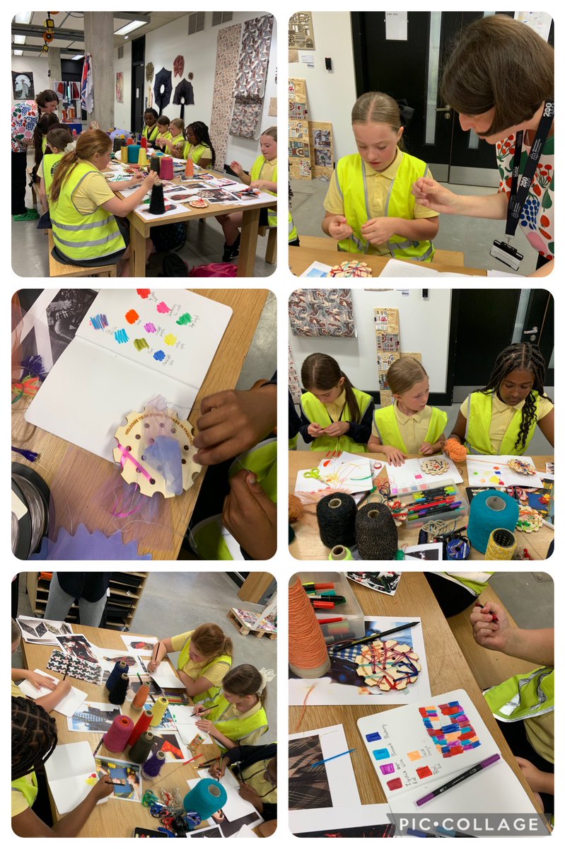 SaviourPrimary's tweet photo. Fashion club loved the visit to Manchester School of Art where they had a tour of the degree show and took part in a textiles workshop. @ManMetUni https://t.co/hOMTisgAhE