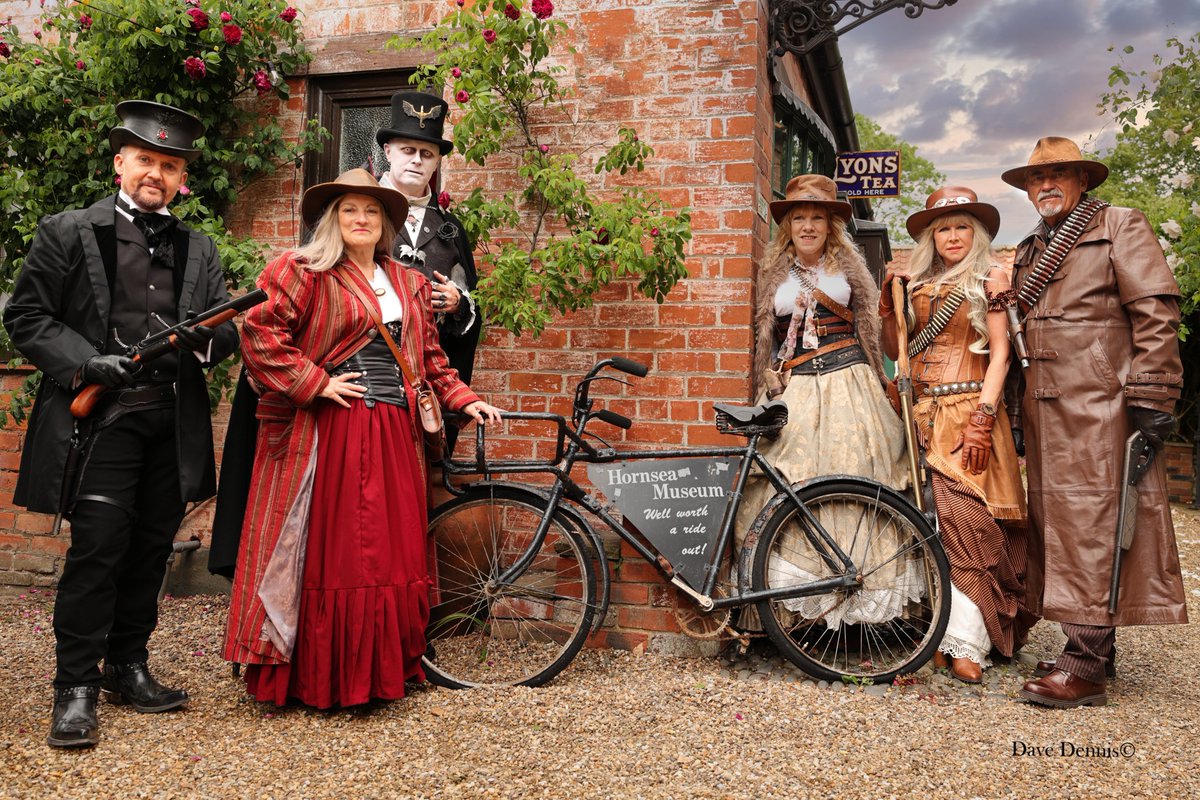 STEAMPUNK  VISITORS OF INTEREST! Hornsea Museum welcomes a wide variety of  visitors each day, however on Thursday 29 May, some members of "Thru the  Lens and More" paid us  a call. While exploring the exhibits they were 'snapped' by talented  photographer David Dennis.