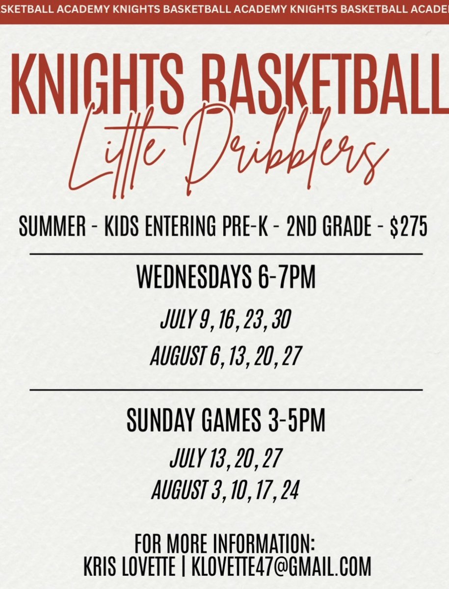 Time to get to work!💯 

Swipe for more information on Little Dribblers starting July 9th and register today with the link below! 

🔗 linktr.ee/knightsbasketb…