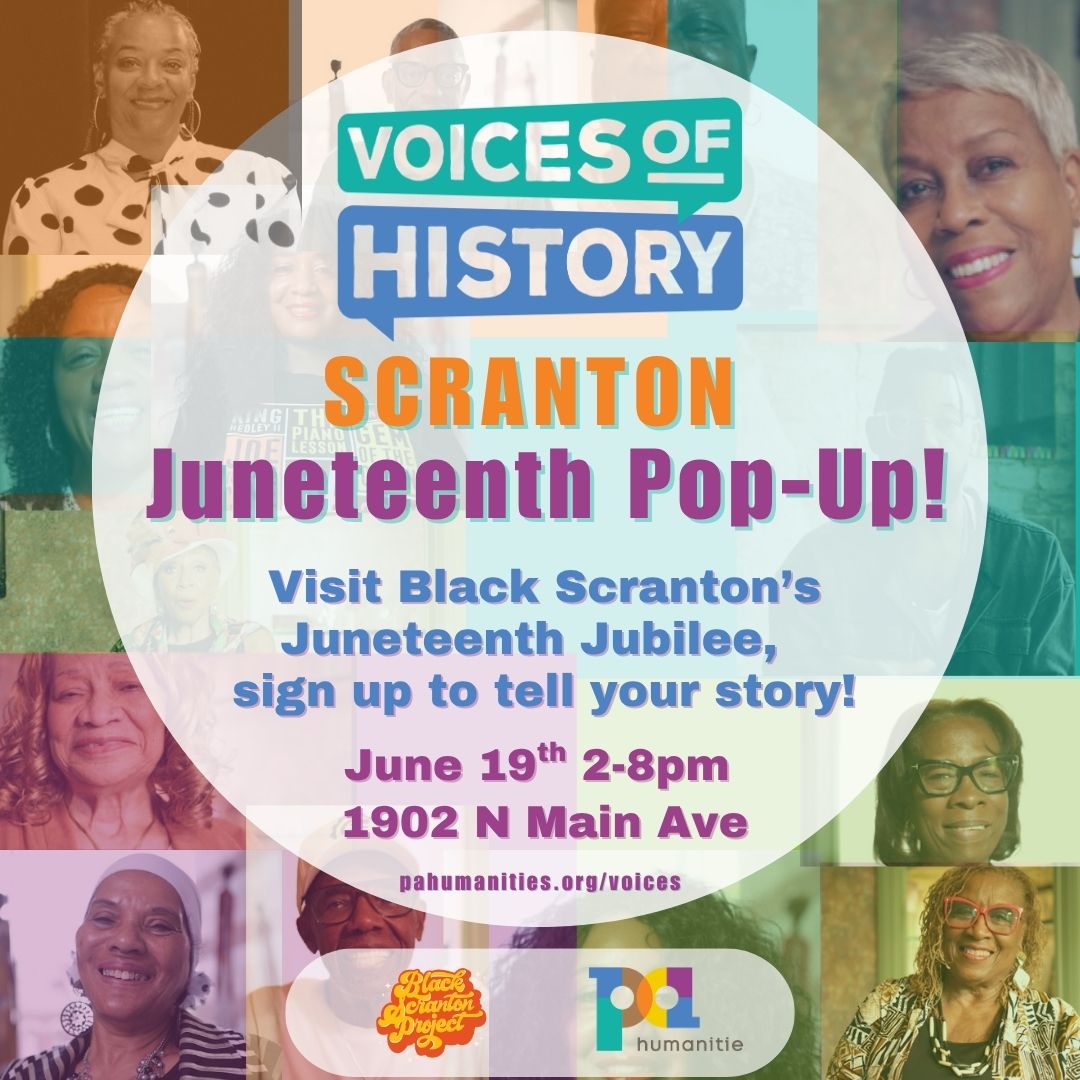 PA Humanities (@pahumanities) on Twitter photo Find PA Humanities' Nina Riley at <a href="/BlackScranton/">Black Scranton</a>'s Juneteenth Jubilee to learn how you can participate in #VoicesOfHistoryScranton!
⏰ When: June 19th, 2-8PM
📍 Where: 1902 N. Main Avenue, Scranton
Learn more about #VoicesOfHistory at PAHumanities.org/Voices Find PA Humanities' Nina Riley at <a href="/BlackScranton/">Black Scranton</a>'s Juneteenth Jubilee to learn how you can participate in #VoicesOfHistoryScranton!
⏰ When: June 19th, 2-8PM
📍 Where: 1902 N. Main Avenue, Scranton
Learn more about #VoicesOfHistory at PAHumanities.org/Voices