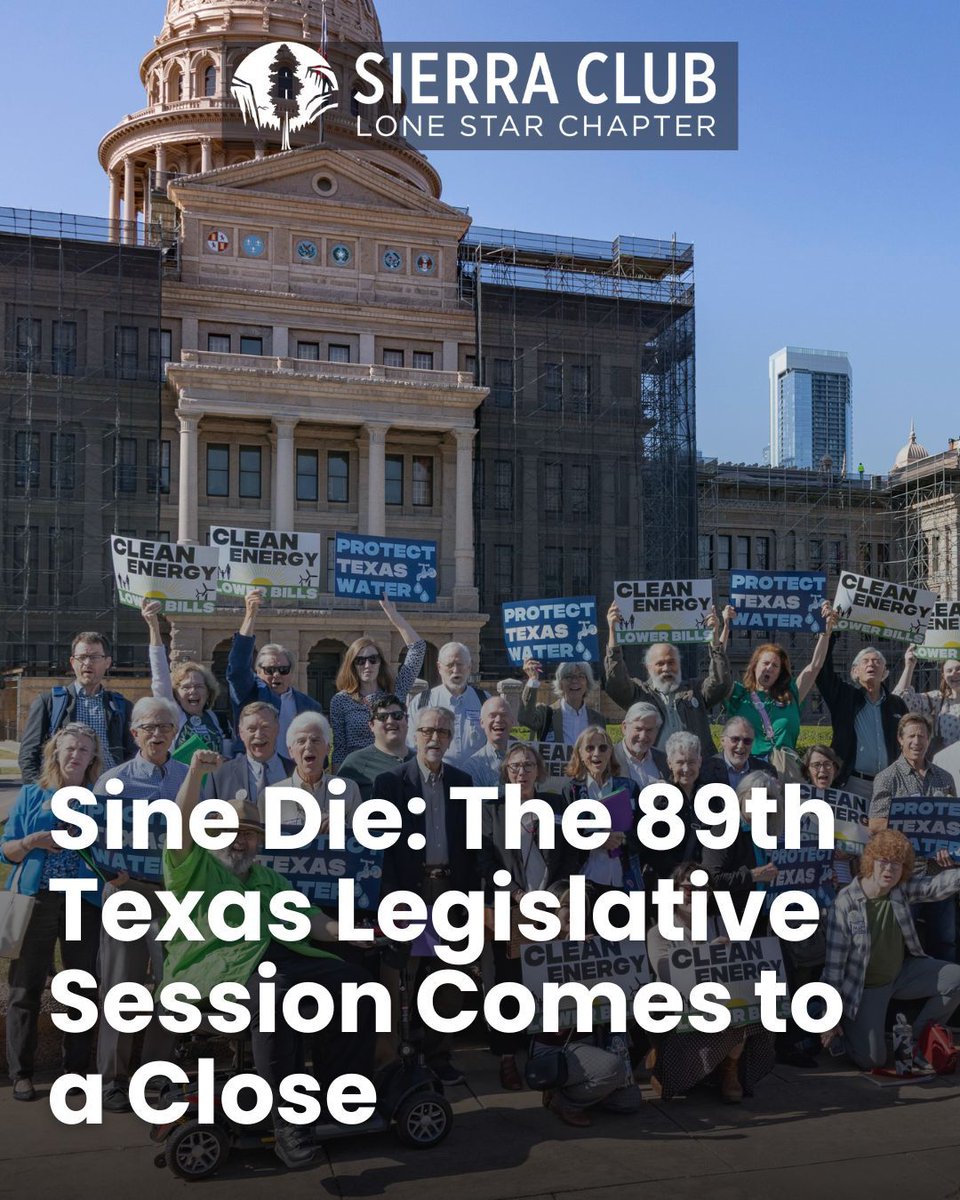 TexasSierraClub's tweet image. It’s over. Done. Dusted.
Cyrus Reed, the Chapter’s legislative & conservation director, offers us an in-depth look at how our legislative priorities did during the 140-day session.
🔗 bit.ly/sine-die-blog
Don’t forget to sign up for updates at the bottom of the blog!