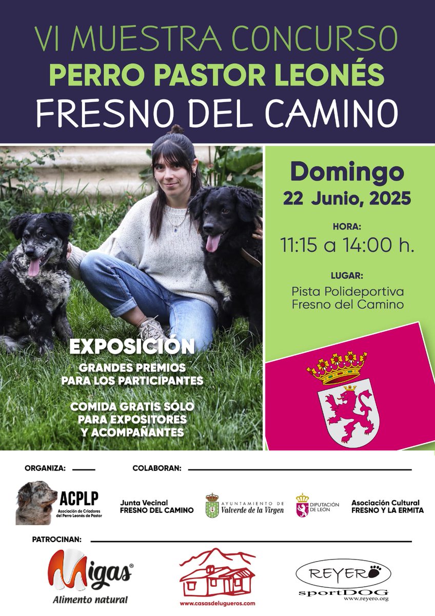 🐕VI Muestra concurso perro pastor leonés🐕

📅 Domingo 22 de Junio
⌚ de 11:15H a 14:00H
📌 Pista Polideportiva de Fresno del Camino

#leonesp #valverdedelavirgen #ConcursoCanino #perroleones