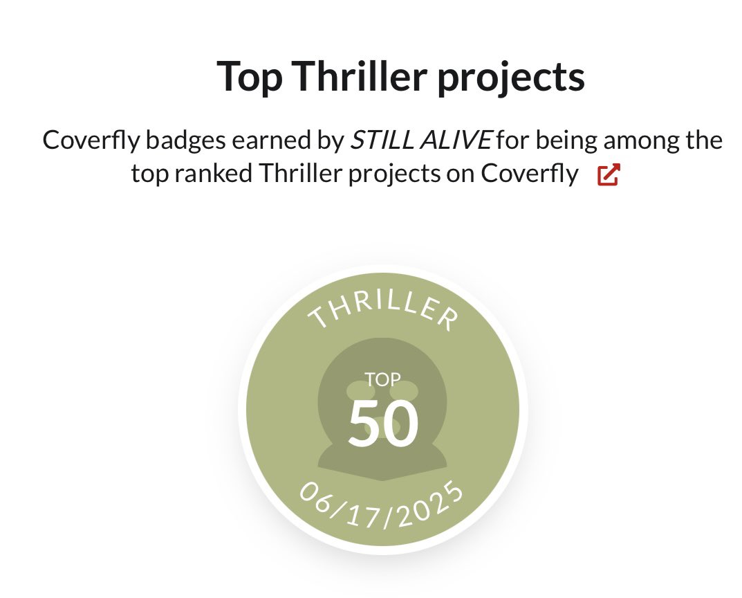 Grateful my script STILL ALIVE has been named one of the Top 50 Thrillers on @coverfly and Top 1% of all screenplays! #thankyou