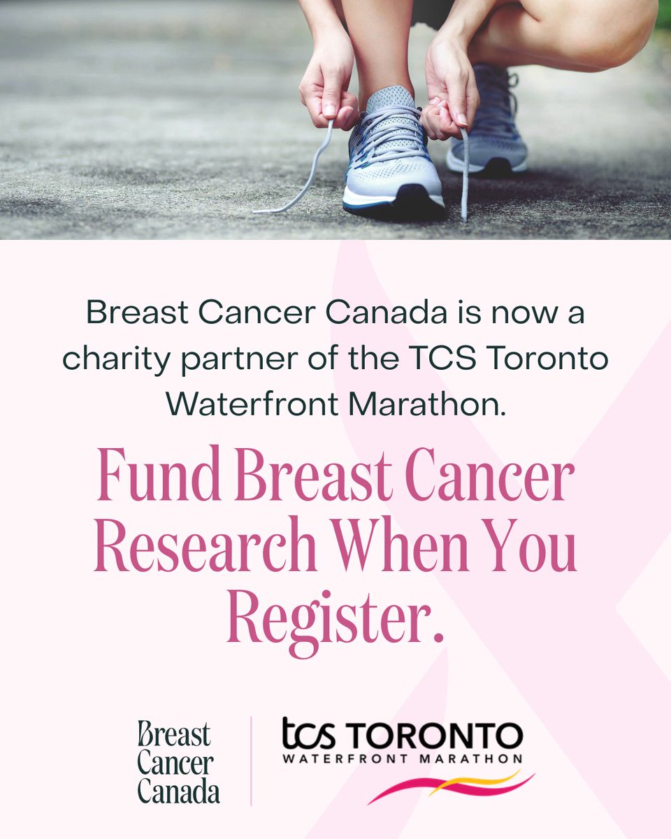 📣 We’re proud to be an official charity partner for the TCS Toronto Waterfront Marathon!

💗 Use our special link to register and select Breast Cancer Canada at checkout:
🔗 raceroster.com/95235?aff=SA3W6

Every registration through this link also gives us a $5 referral donation.